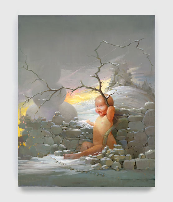 Lisa Yuskavage, Snowman, 2008. Oil on linen. 72 x 57-1/2 inches (182.9 x 146.1 cm). © Lisa Yuskavage. Courtesy the artist and David Zwirner. Private collection. 